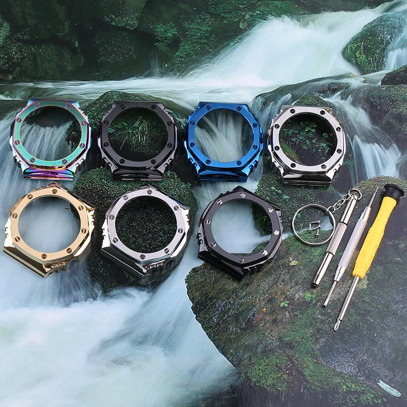 

Modification Stainless Steel Metal Watch Band & Case for Casio GA-2100 GA-2110 GA-B2100 Casioak Sport Waterproof Multiple Colors