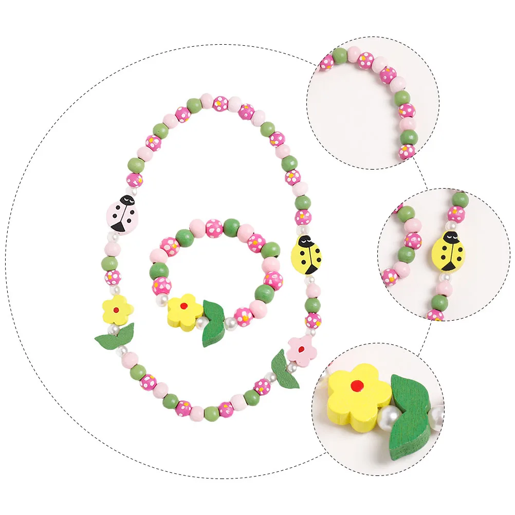 

/Set Colorful Wooden Chunky Bead Necklace Bracelet Set Kids Jewelry Animal Design Bubbegum Necklace For Girls Birthday Party