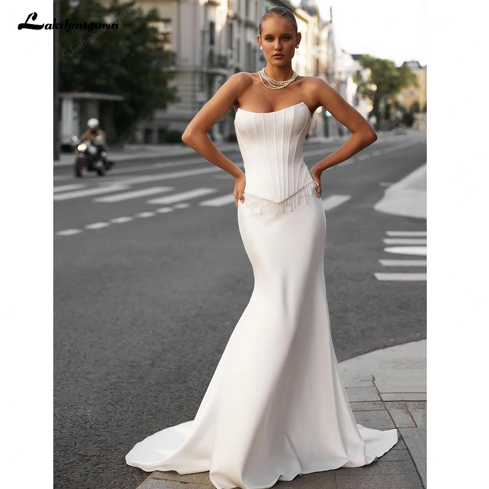 Свадебное платье Lakshmigown Modern Beading Mermaid для женщин, 2026, без рукавов, с открытой спиной, на заказ