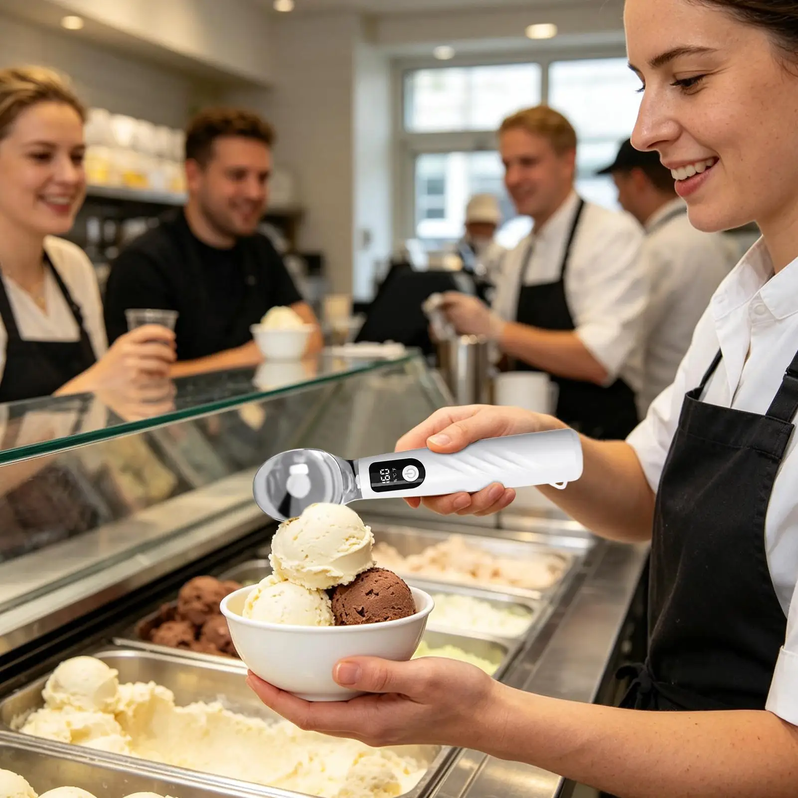 Ice Cream Scoop Heated With Removable Battery Rechargeable Scooper Heated Ice Cream Scooper With LED Display For Yogurt Sorbet