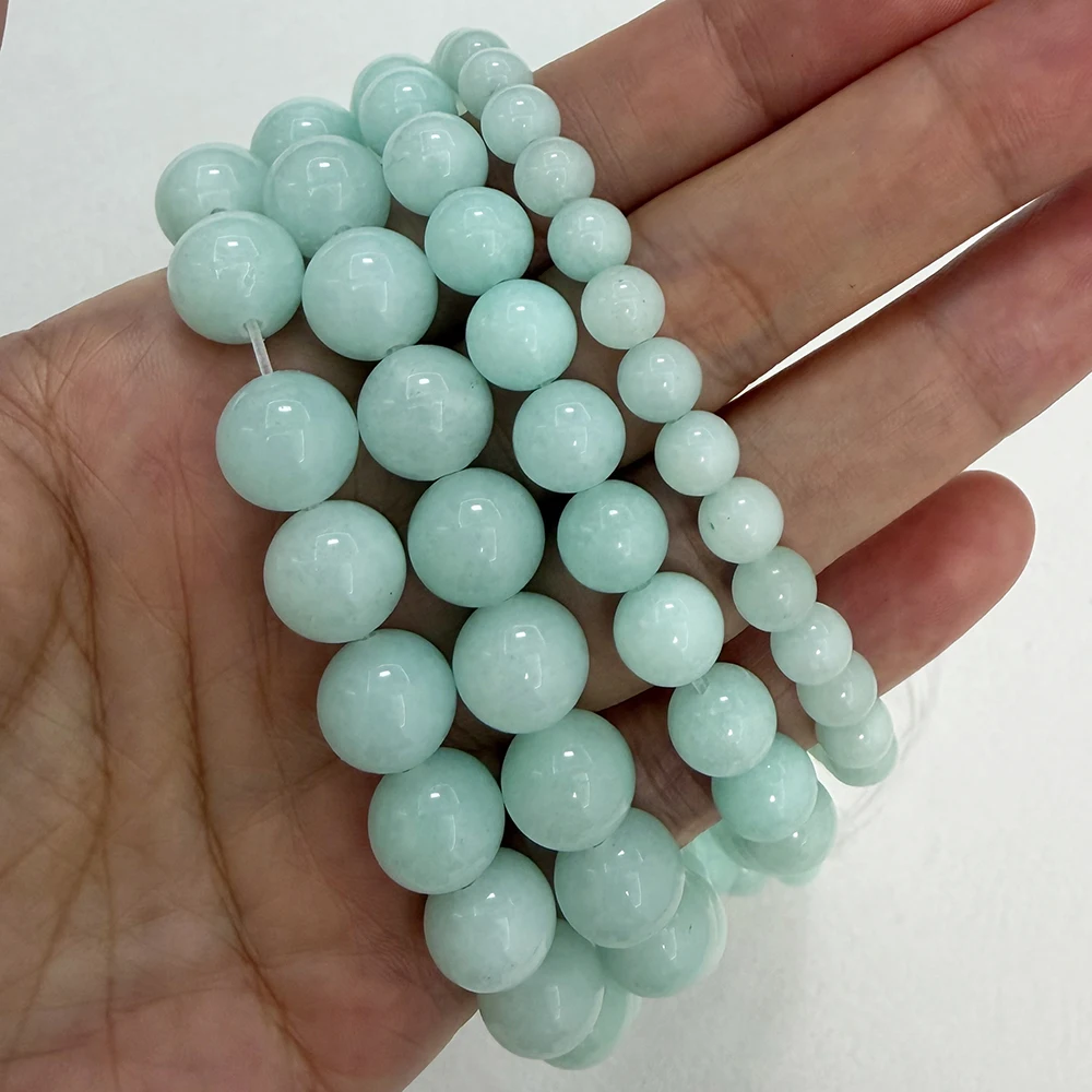 Natural Stone Amazonite Color Jade Round Loose Beads 6 8 10 MM Pick Size Jewelry Making