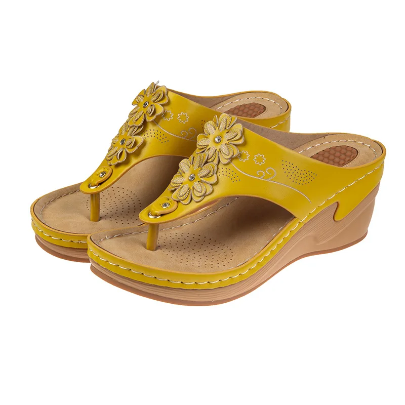 Plus Size Shoes for Women Summer Women Floral Flip Flops Fashion Roman Non Slip Sandals Outdoor Slippers Beach Casual Shoes