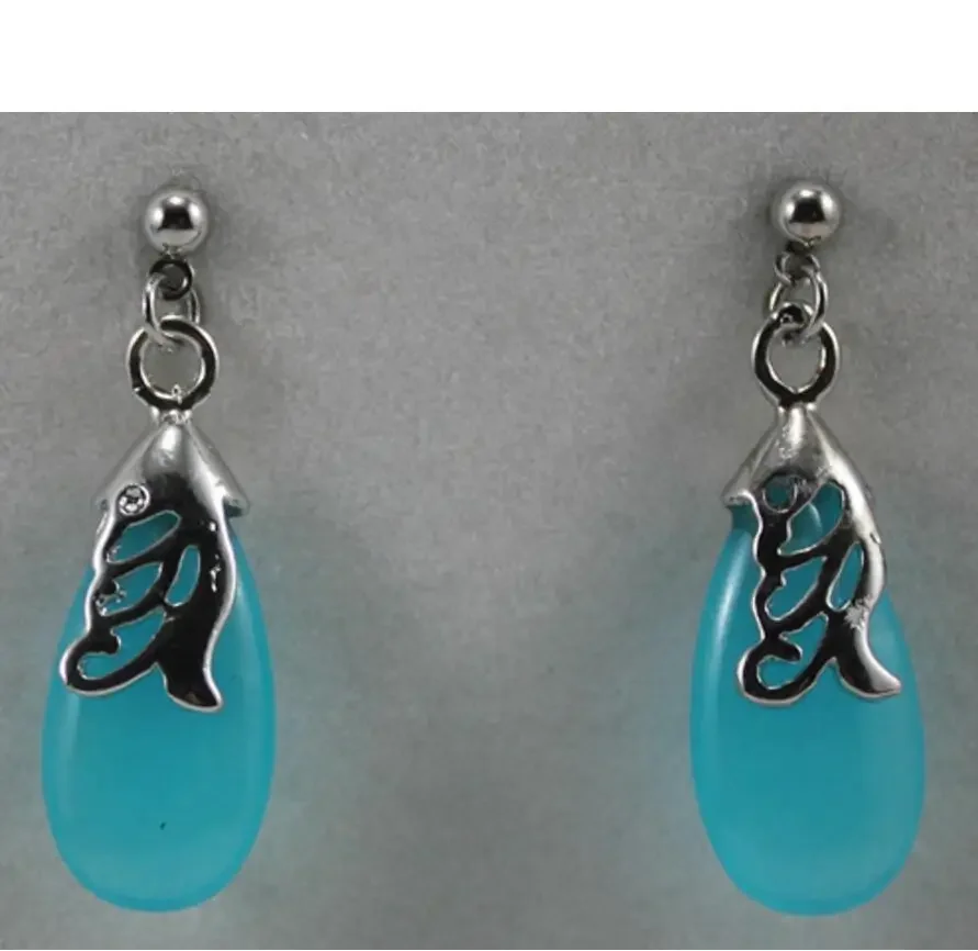 

Elegant blue Natural jade Drop Earring