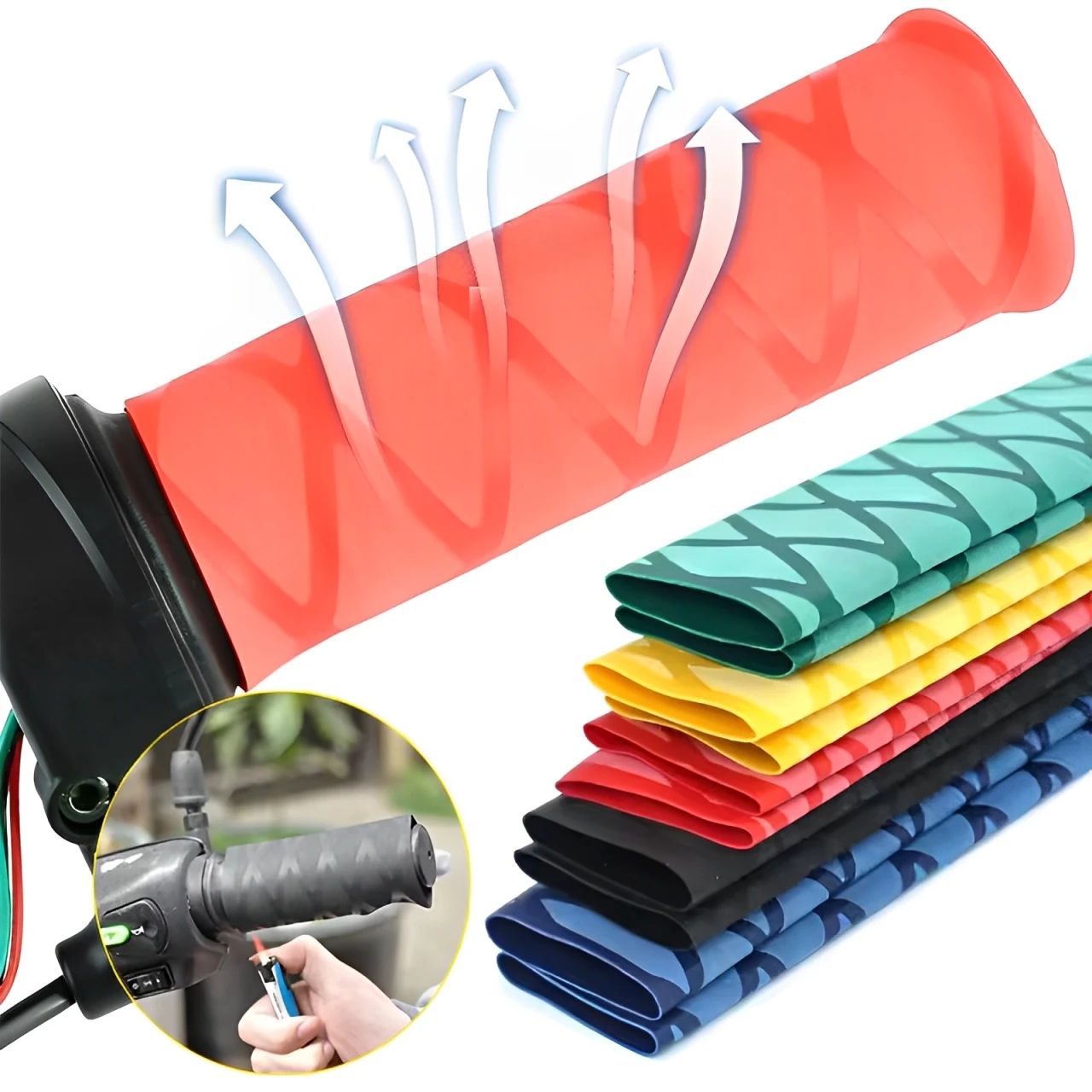 

2PCS Universal Motorcycle Heat Shrink Grip Sleeves Anti-skid Rubber Grip Gloves Wear-resistant And Insulated Motorcycle Parts