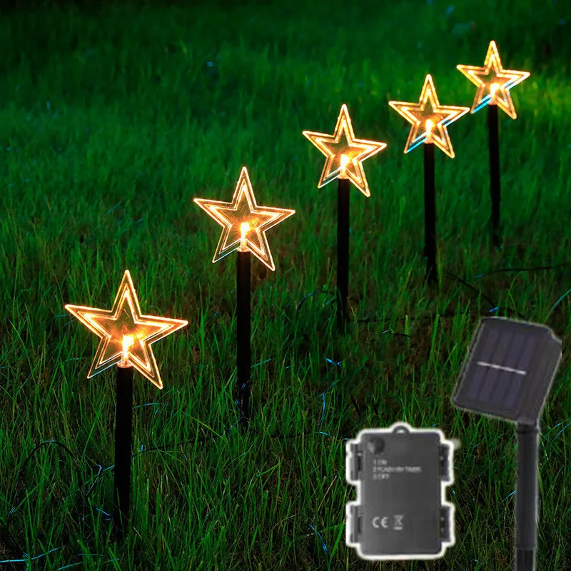 Christmas Solar Stake Lights Waterproof Battery Christmas Star Lawn Lights Pathway Christmas Decorations LED Lights Lawn 565