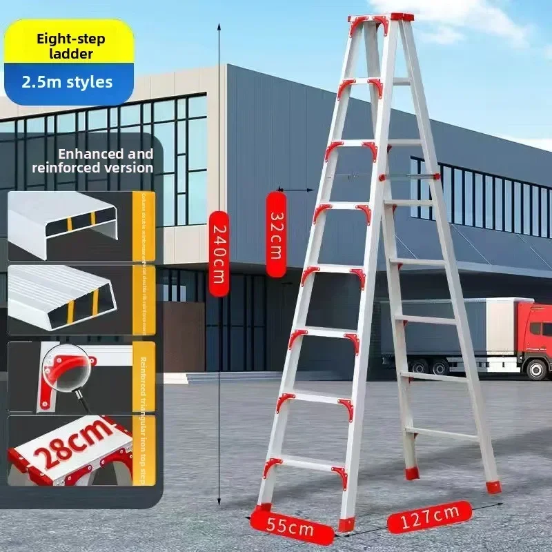 Firm Ladder Aluminum Alloy Thickened Herringbone Ladder Indoor Telescopic Aluminum Ladder Engineering Ladder Folding Staircase image 2