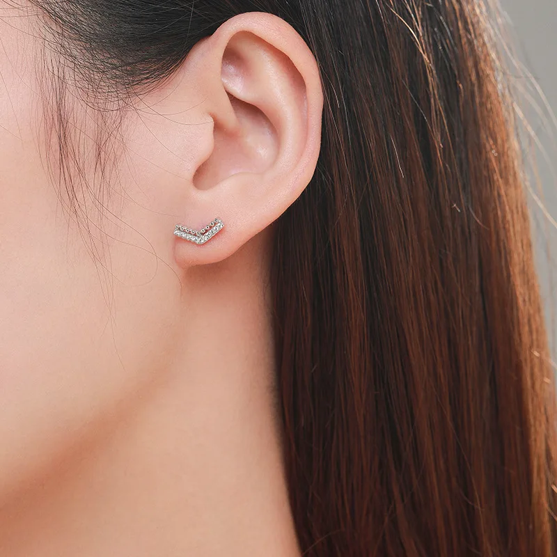 حفل زفاف هدية بالجملة S925 فضة تصميم هندسي الزركون العصرية ترصيع الأقراط للنساء #2