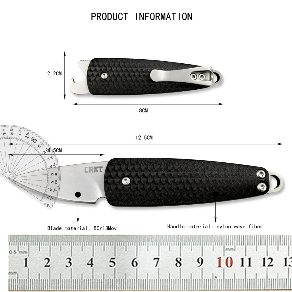 CR 7086 Flipper Assisted Folding Knife 8Cr13Mov Blade with Bottle Opener, Nylon Glass Fiber Handle Camping Hunting Pocket Tool