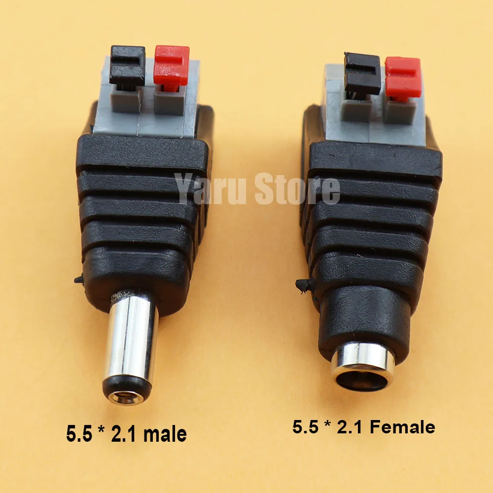 2PCS 5.5 * 2.1MM/2.5MM press type DC non soldering DC plug, used for monitoring cameras, security, etc