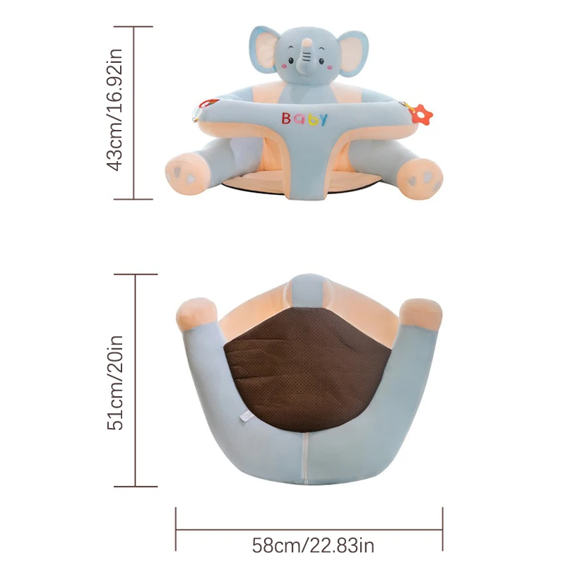 Baby Support Seat Plush Chair Learning To Sit Comfortable Toddler Nest Washable Filler Cradle Sofa (Only Chair Cover)