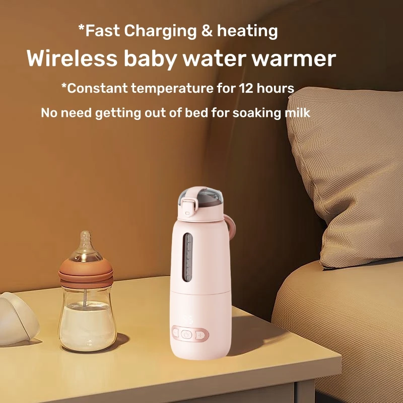 Portable Bottle Heater For Baby Milk USB Rechargeable 37-55℃ Temperature Adjustable &Display Fast Heating Wireless Bottle Warmer