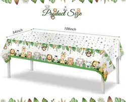 1Pc Jungle Safari Tablecloths Animal Print Table Cover Zoo Birthday Party Supplies for Boys Kids Plastic Table Cloth 108×54 Inch