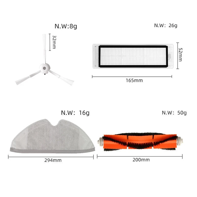 HEPAフィルター付き掃除機サイドブラシ,Xiaomi Mi掃除機ロボット2, Roborock s50,s51掃除機部品,メインブラシ付属品