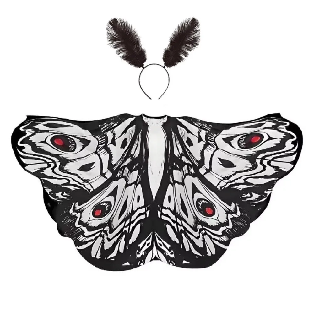 Elegant Polyester Butterfly Wing Shawl with Headpiece DIY Decor Moth Themed Costume Moth Shawl Halloween Event
