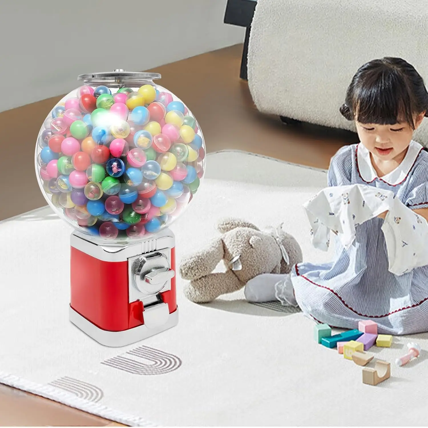 Commercial Candy Vending Machine - 500 Capacity Twister Gumball/Ball/Toy Dispenser with Coin Operated Mechanism, Capsule Machine