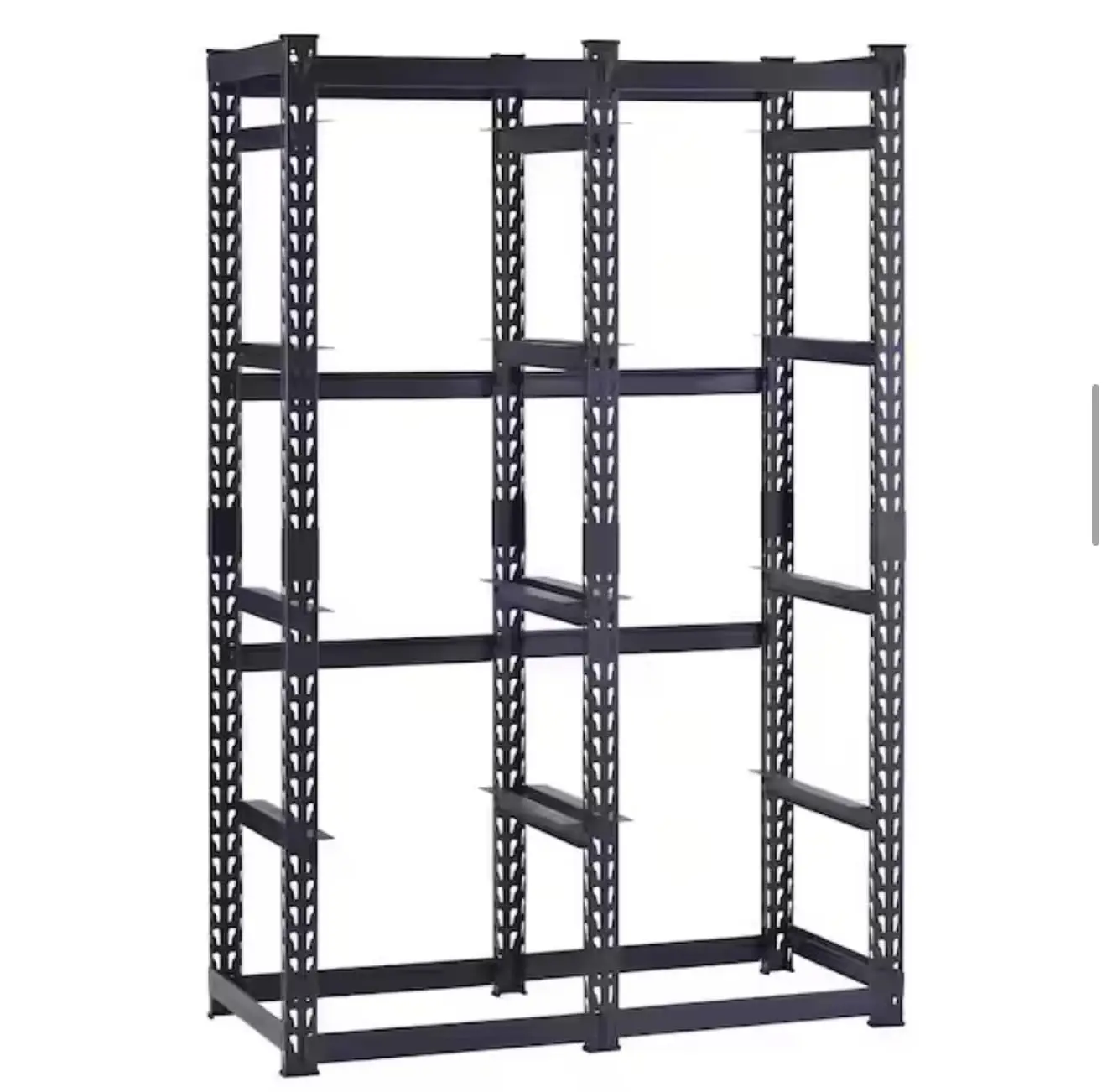 

Промышленная металлическая стеллажная система Nusku для тяжелых нагрузок, черная стальная конструкция, вместимость 10 контейнеров, настраиваемая под заказ