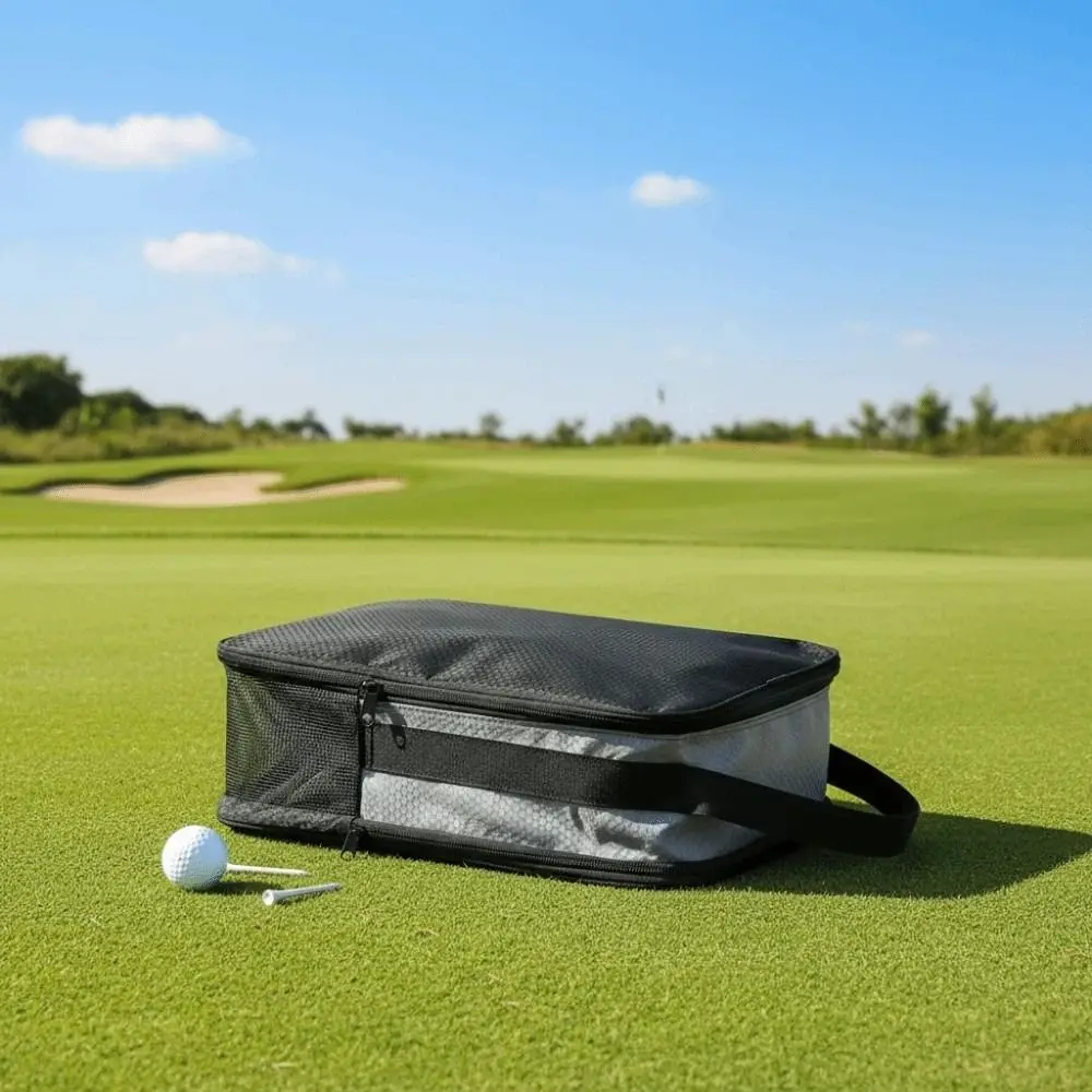 

Полиэстеровая сумка для обуви, портативная, однотонная, сетчатая, дышащая, для хранения кроссовок, с двойным карманом, пылезащитная