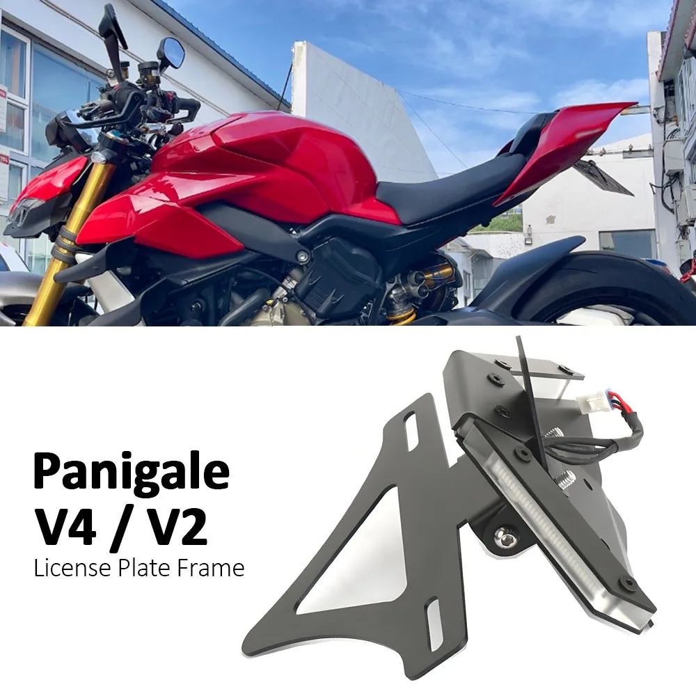 

Motorcycle License Plate Bracket Holder For Ducati Panigale V4 Streetfighter V4 S V2 2020-2024 Rear Short Tail Bracket Kit