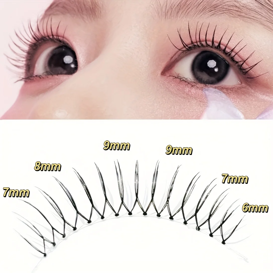 Mixiaohe Ciglia finte con stelo trasparente in pezzo intero 5 paia Stile coreano C Curl Naturale Realistico Fotogenico Principiante Decorazione quotidiana degli occhi