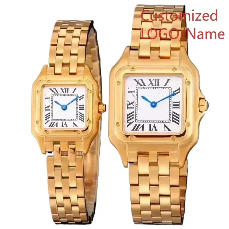A989 Store Customized Watch  Mens Womens Quartz Yellow Gold Diamonds Bezel Stainless Steel Silver Rome White Panthere Sapphire view 3