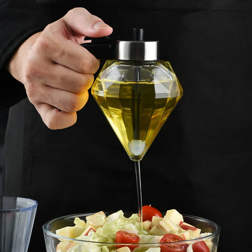 

1Pcs Press Style Glass Oil Container Leak Proof Silicone Pad Wide Range Uses Cooking Wine Soy Sauce Oil Dispenser