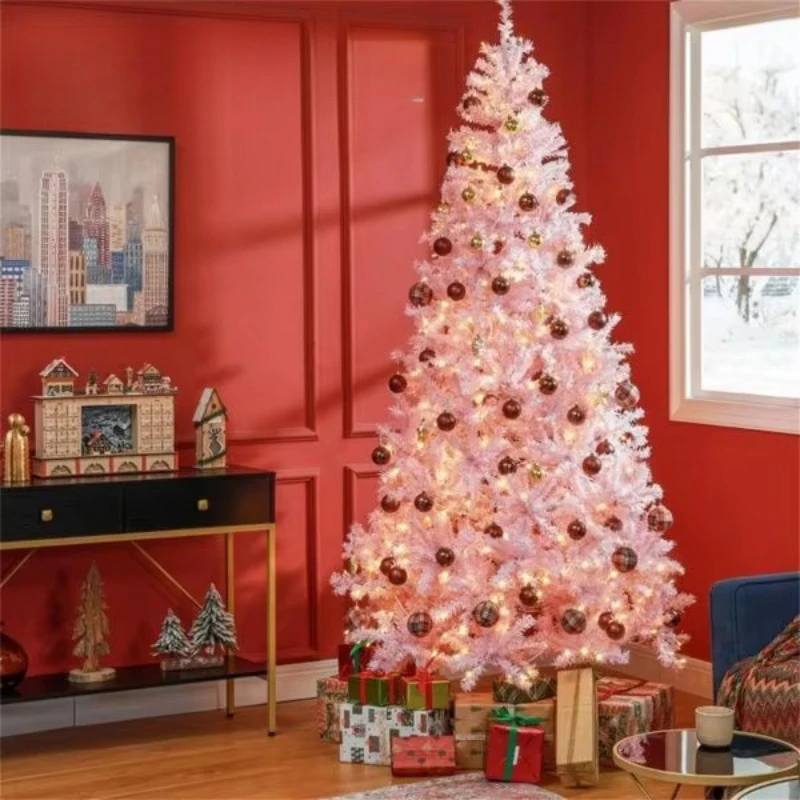 

7.5 feet realistic PET Christmas tree, battery powered, pre-installed lights, personalized high quality large outdoor flocked