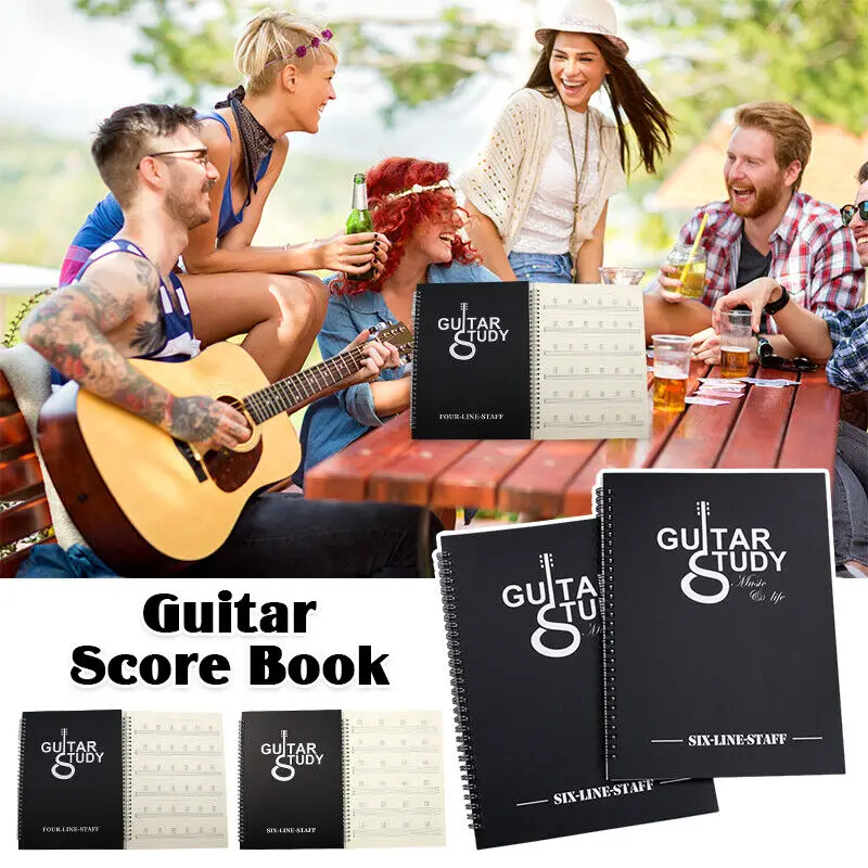 Memory Tab Note Notebook Guitar Score Notebook Portable Coil Work Pad corda per chitarra Ukulele a sei linee forniture musicali a quattro linee