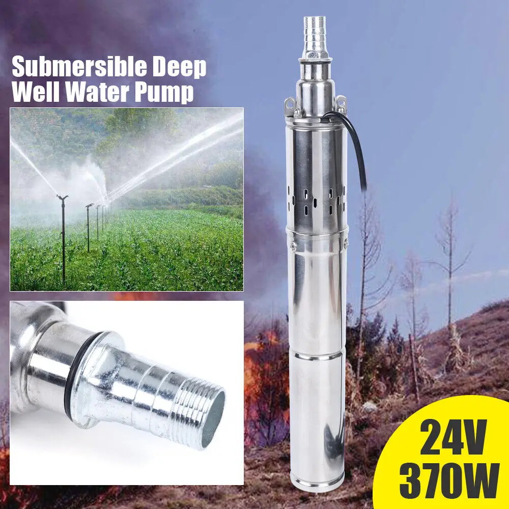 

Submersible Deep Well Pump Solar Water Pump DC 24V 370W Stainless Steel Screw Pump 213ft Lift 8.8GPM Flow Agricultural Irrigatio