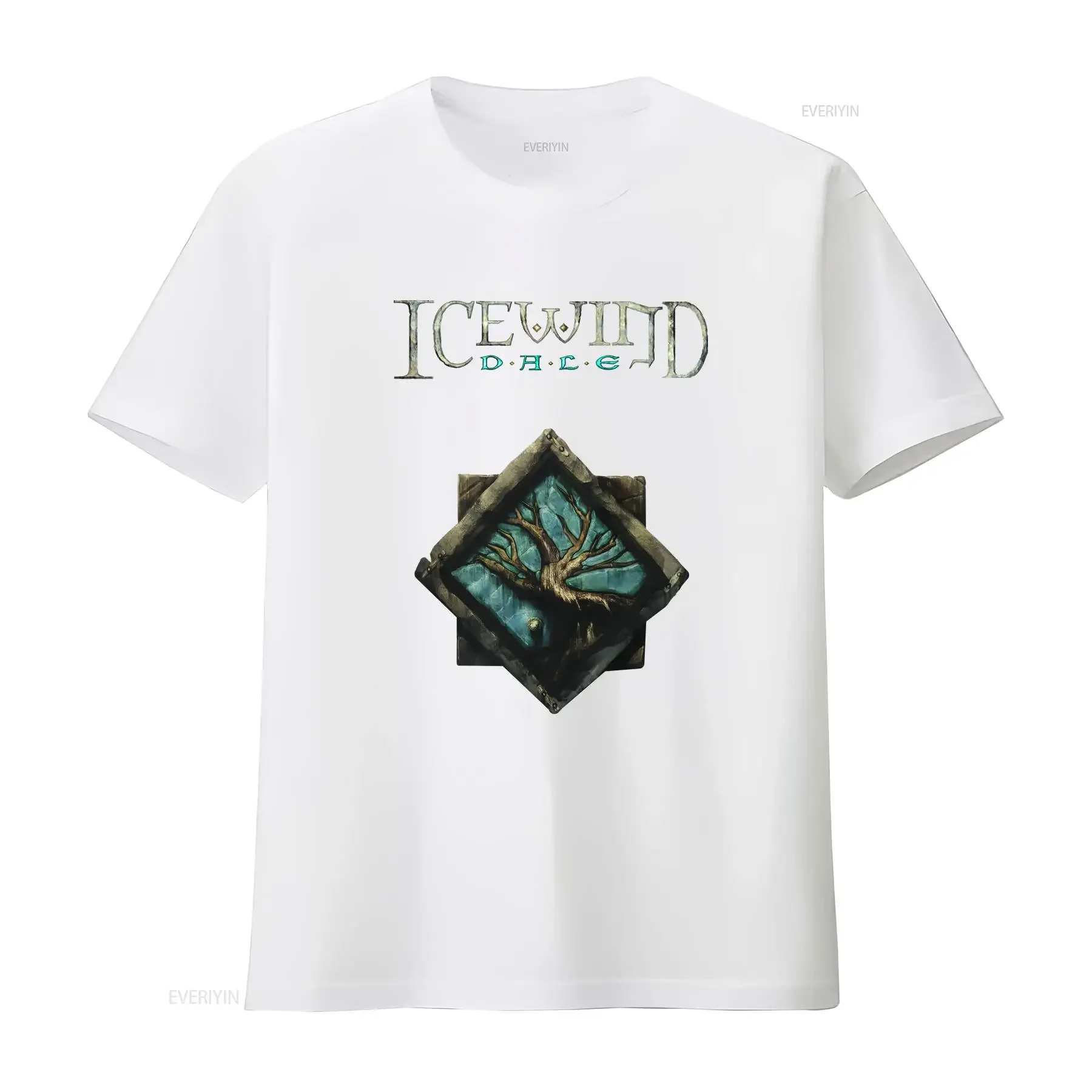 تي شيرت Icewind Dale Logo Classic Video Game RPG تي شيرت Retro Gamer Gaming عتيق مغسول ومتعدد الاستخدامات وقابل للتنفس