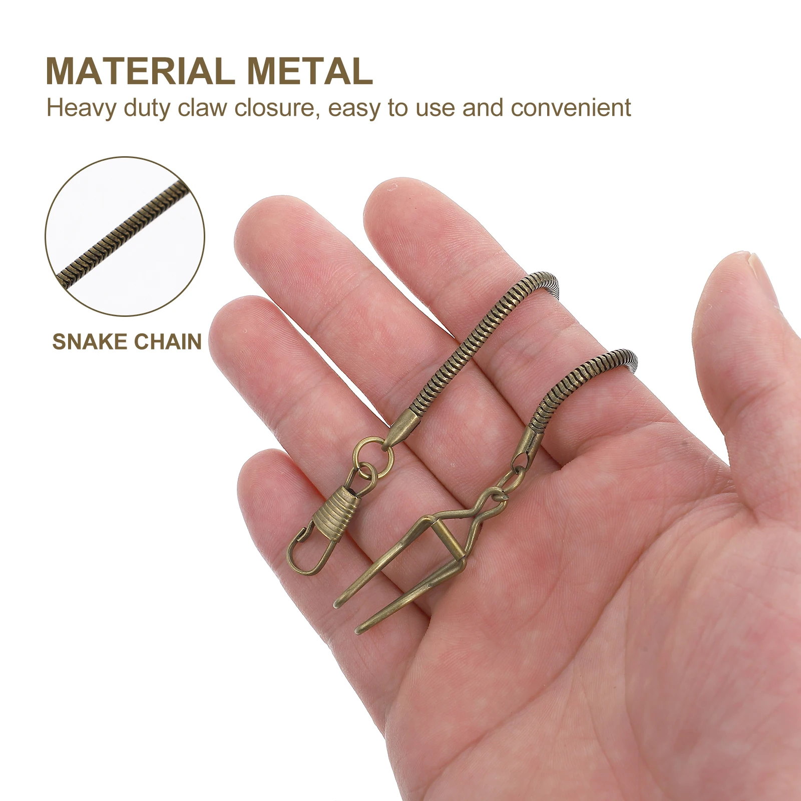 

Bronze Snake Pocket Watch Chains Vintage Belt Chains Metal Buckle Chain Hanging Pocket Chain High Quality Materials Retro