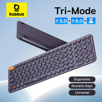 Baseus 3 Mode Wireless Keyboard Bluetooth 5.0 3.0 2.4G USB Multi Devices Connection Ergonomic Quite Keyboard for iOS/Mac/Windows