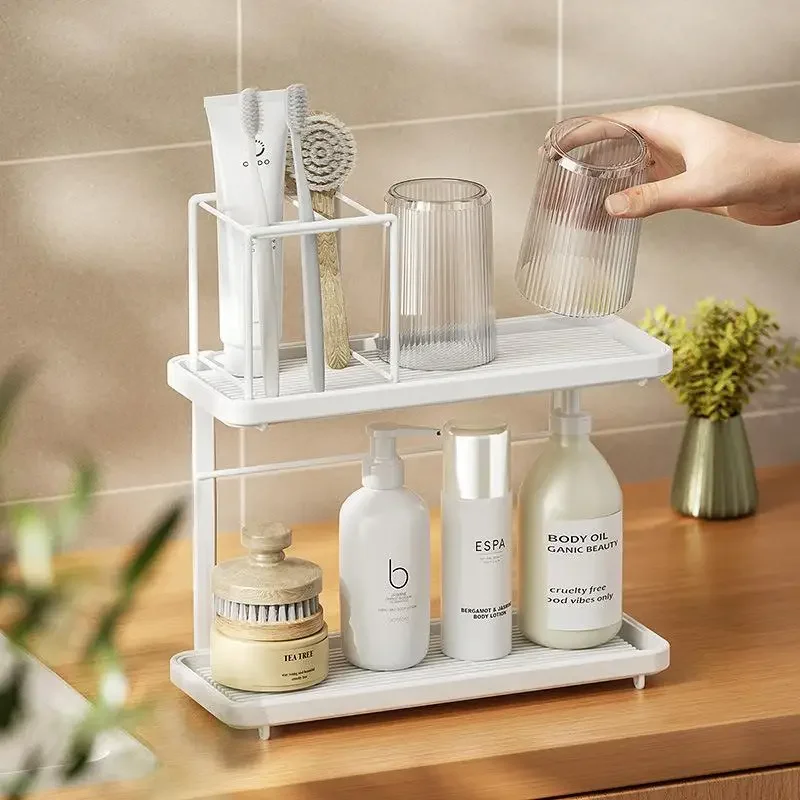 Bathroom Multifunctional Mouthwash Cup  Toothbrush Toothpaste Shelf Table Bathroom  Rack Accessories Organizer