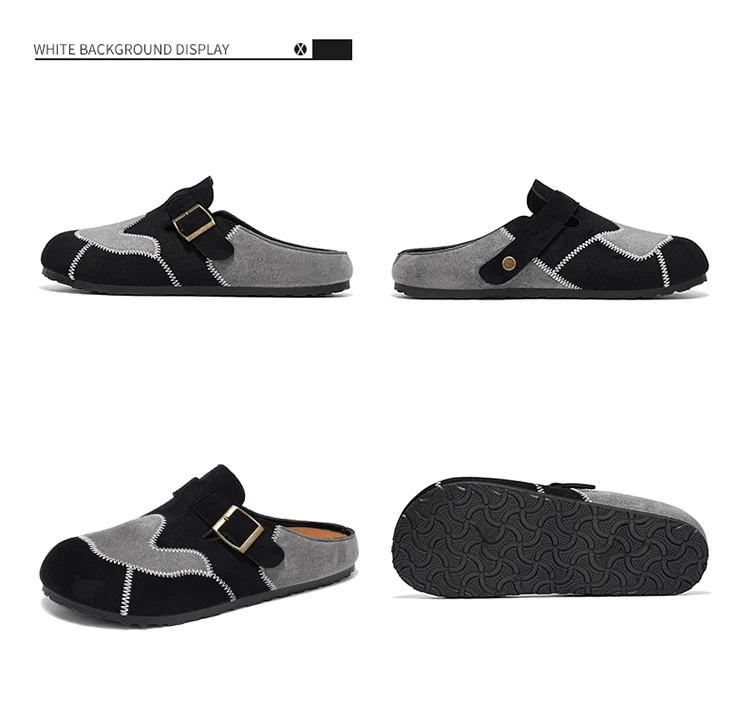 Retro-Farbblock-Mode, vielseitige Mules für Herren, Sandalen mit offenem Rücken und geschlossener Zehenpartie, bequeme Freizeit-Halbschuhe mit weicher Sohle für den täglichen Gebrauch. – Detail 25