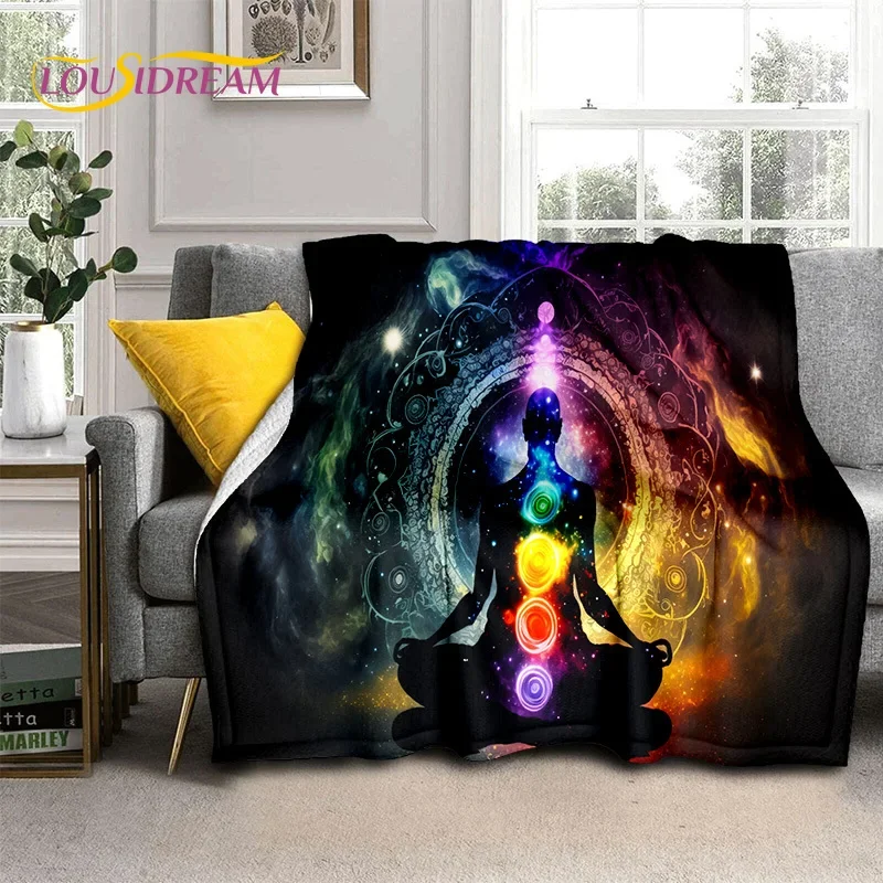 3D Yoga Meditation Rainbow 7 Chakra HD Soft Flannel Blanket for Beds Bedroom Sofa Picnic,Throw Blanket for Outdoors Leisure Gift