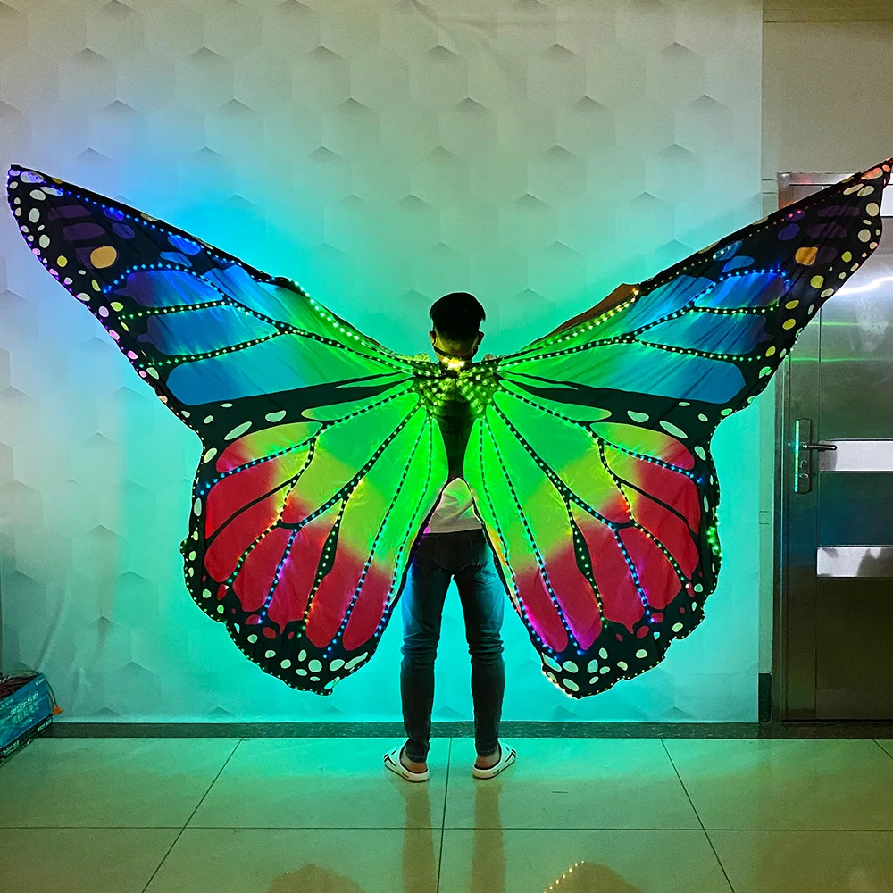 

Belly dancer LED butterfly wings Halloween party stage girl LED glow butterfly colorful dance atmosphere props wings