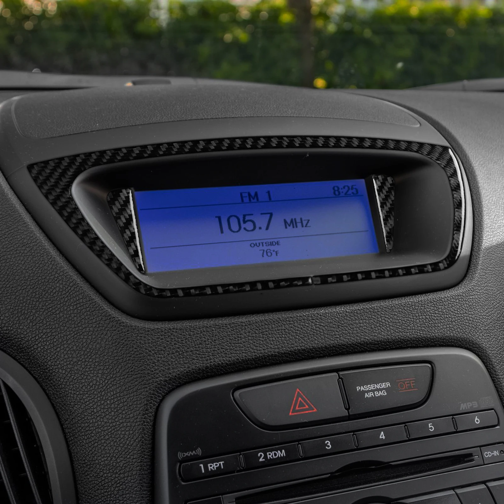 Für Hyundai Genesis Coupe 2010-2012 Echtcarbon-Aufkleber für das zentrale oberste Display-Panel, Autozubehör, Innendekoration.