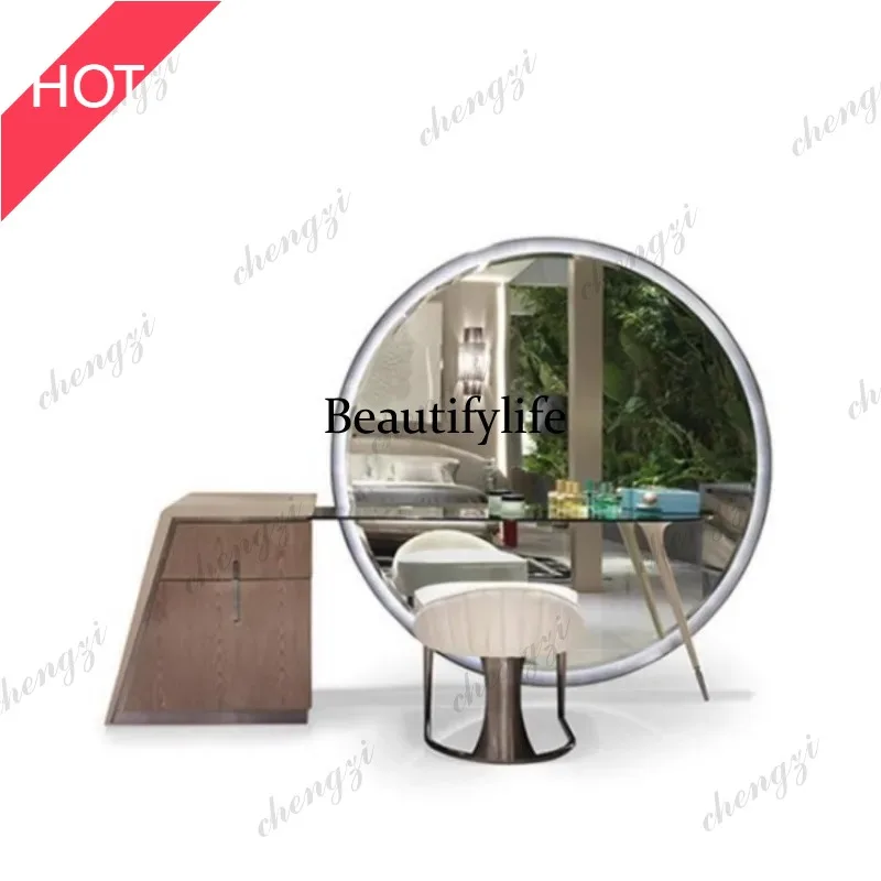 A49 Italian Brown Dressing Table Storage European White Modern Dressing Table Drawers Mirror Coiffeuse De Chambre Organizer Make