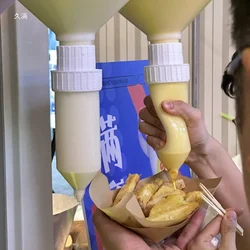 3L Large Capacity Hanging Sauce Dispenser Refillable Sauce Storage Bottle Food Grade Tomato Salad Dressing Squeeze Bottle