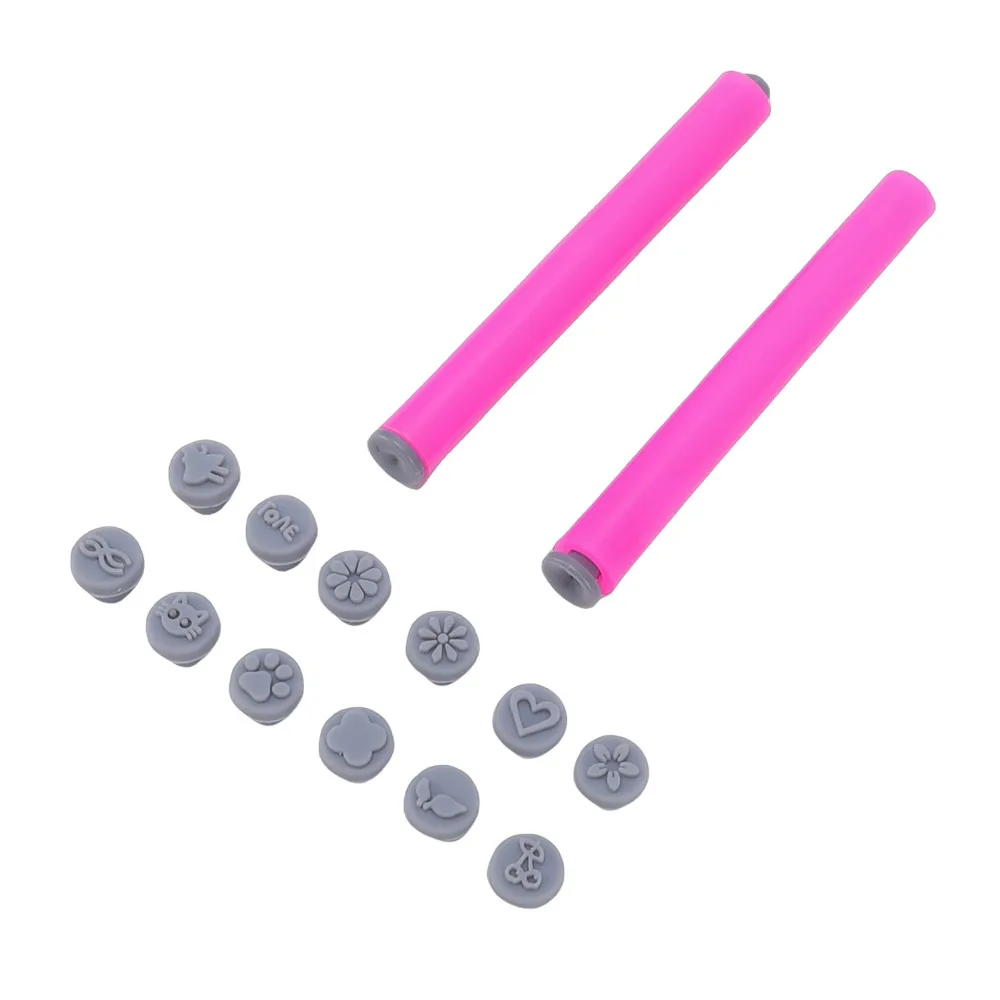 36PCS 48 In 1 Nail Stamp Pen Set Interchangeable Stamp Heads Floral Butterfly Rose Patterns Nail Stamping Pen Kit