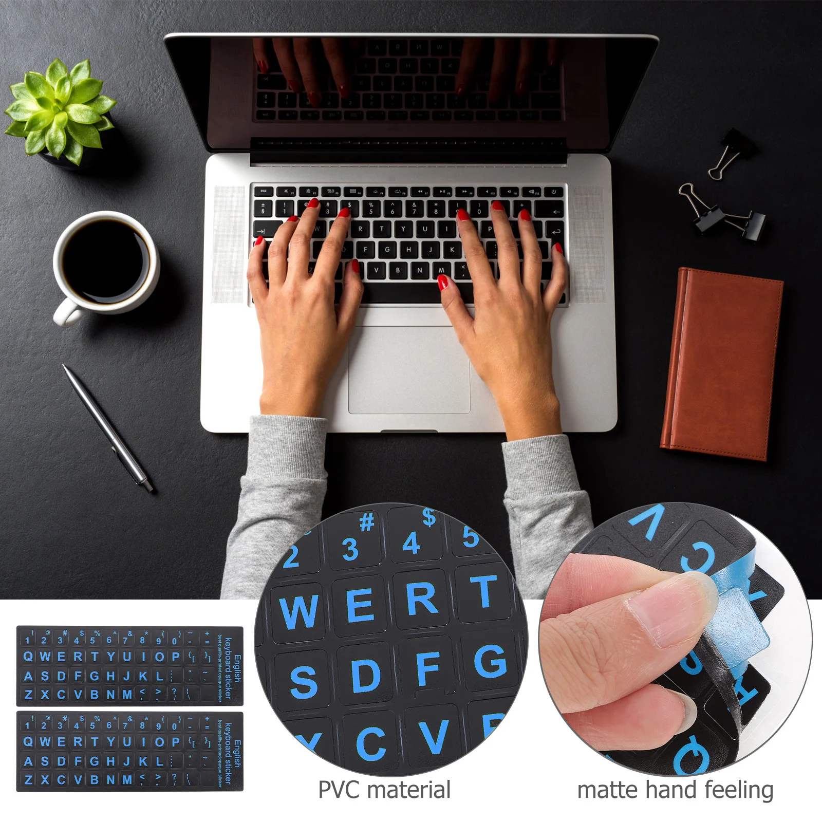 

6Pcs Laptop Keyboard Stickers English Letter Decals Replacement for Computer Keys Stylish Functional Upgrade Keyboard Stickers