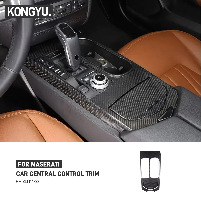 For Maserati Ghibli 2014-2023 Real Carbon Fiber Car Central Control Gear Shift Cup Holder Panel Trim Cover Sticker Accessories