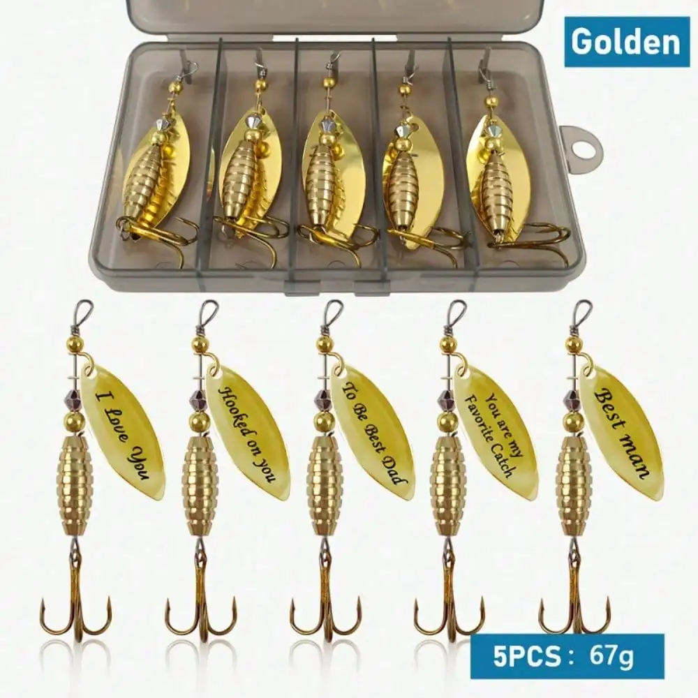 

5/10pcs Golden Spinner Fishing Lures Kit For Bass, Trout, Pike - High Reflectivity Metal Blades, Ideal For Freshwater & Saltwater, Perfect Father'S Day Gift, Fishing Gear | Golden Lure Design | Durable Fishing Hooks, Fishing Tackle