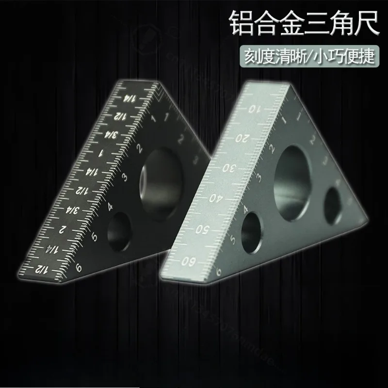 Thick Aluminum Triangle Ruler 90/45° Woodworking Right Angle Measuring Gauge Workshop Marking Layout Hand Tool