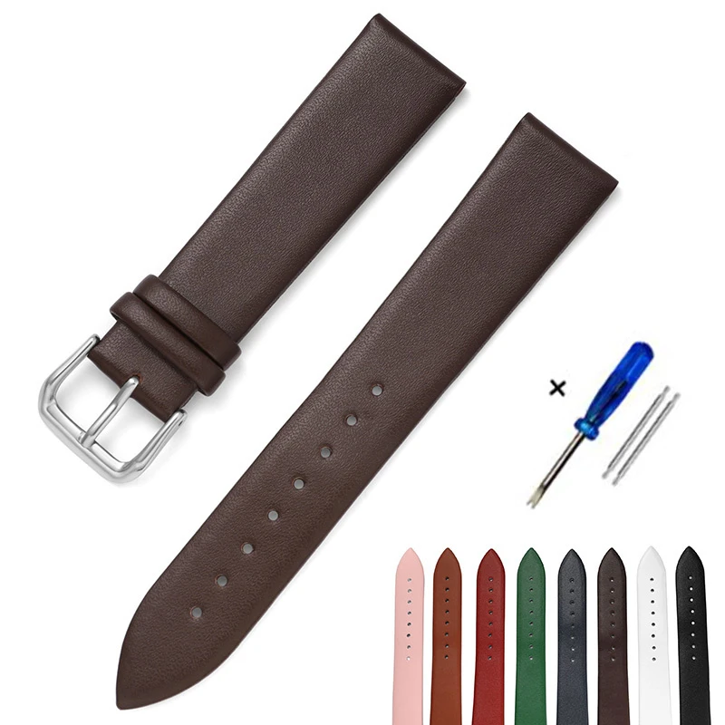 Soft Ultra-thin Leather Watch Straps 14mm 16mm 18mm 20mm 22mm Leather Watch Bands Bracelet Men Women Belts