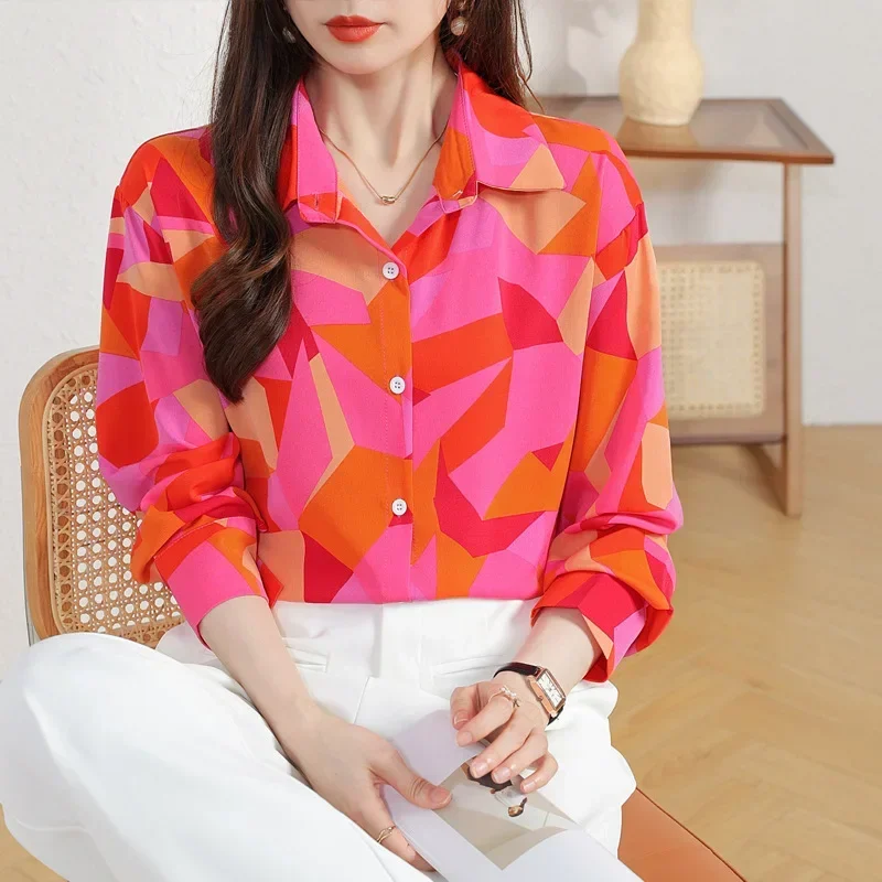 Arrival Women's Blusa Mujer for Spring Summer Fashion Trendy Print Ladies' Button-Down Shirt for Work and Casual