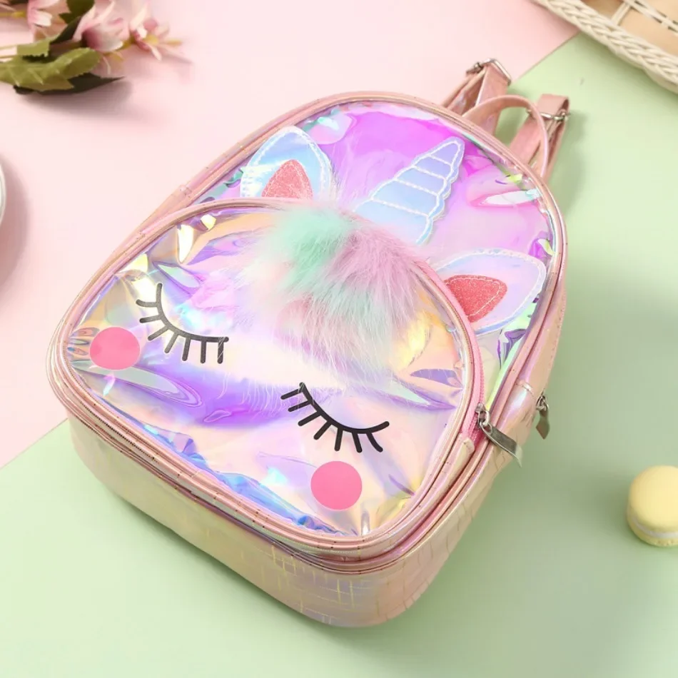 Toddler Kids Unicorn Waterproof TPU School Bag Jelly Backpack Children Kids Lovely Animal Laser Fashion Cartoon Shoulders Bag