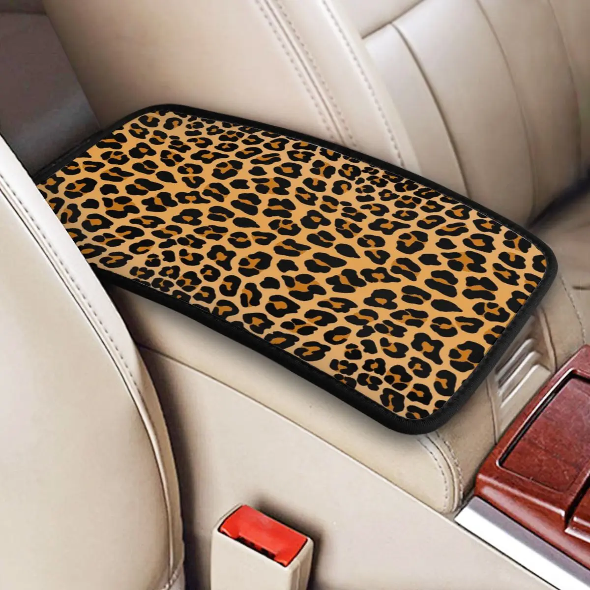 Customized Armrest Box Pad Leopard Print Car Center Console Protective Cover Mat Animal Skin Car Interior Cushion Accessories