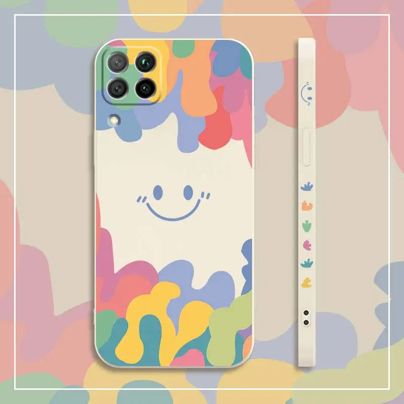 For Huawei P40 Lite Case Cute Rainbow Smile Pattern Soft Shell Straight Cover For P40 Lite P40Lite Phone Case