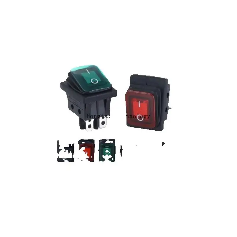KCD4 Waterproof Boat Rocker Warp Switch Pushbutton 4-pin 2-speed 6-pin 2/3-speed KCD2 Black Red Yellow Green LED 20A 250V