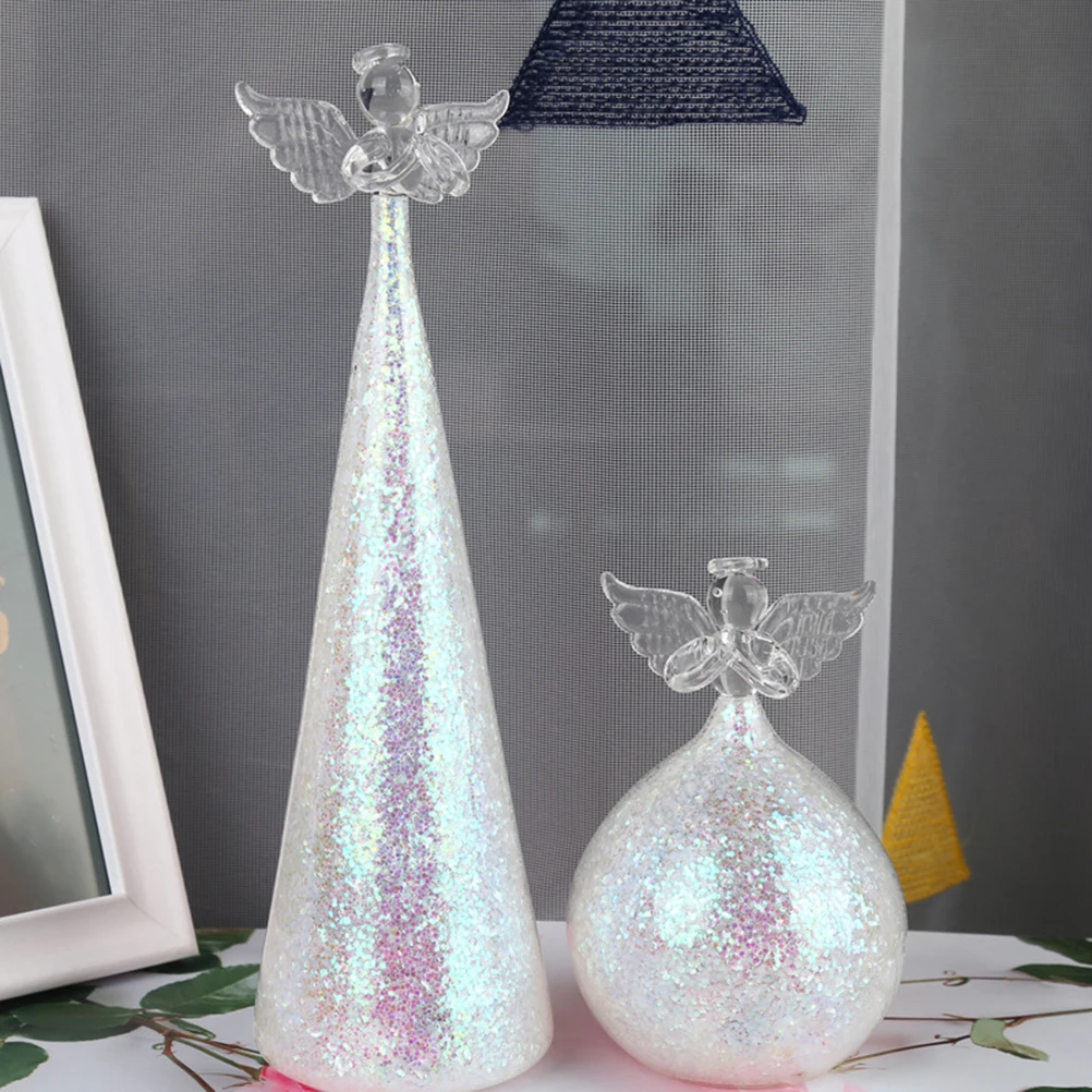 

Frosted Angel Crafts Christmas Ornament Creative Tabletop Adornment Desktop Home Design Glass Decoration